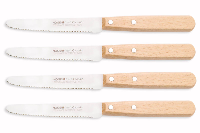 Coffret 4 couteaux de table Nogent Les Basiques manche en bois de hêtre