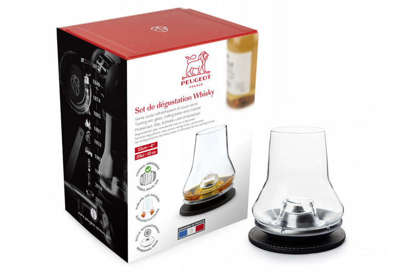 Set de dégustation whisky Peugeot Les Impitoyables verre 29cl + socle rafraîchissant