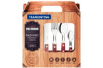 Ménagère 24 couverts de table Tramontina en inox et bois rouge