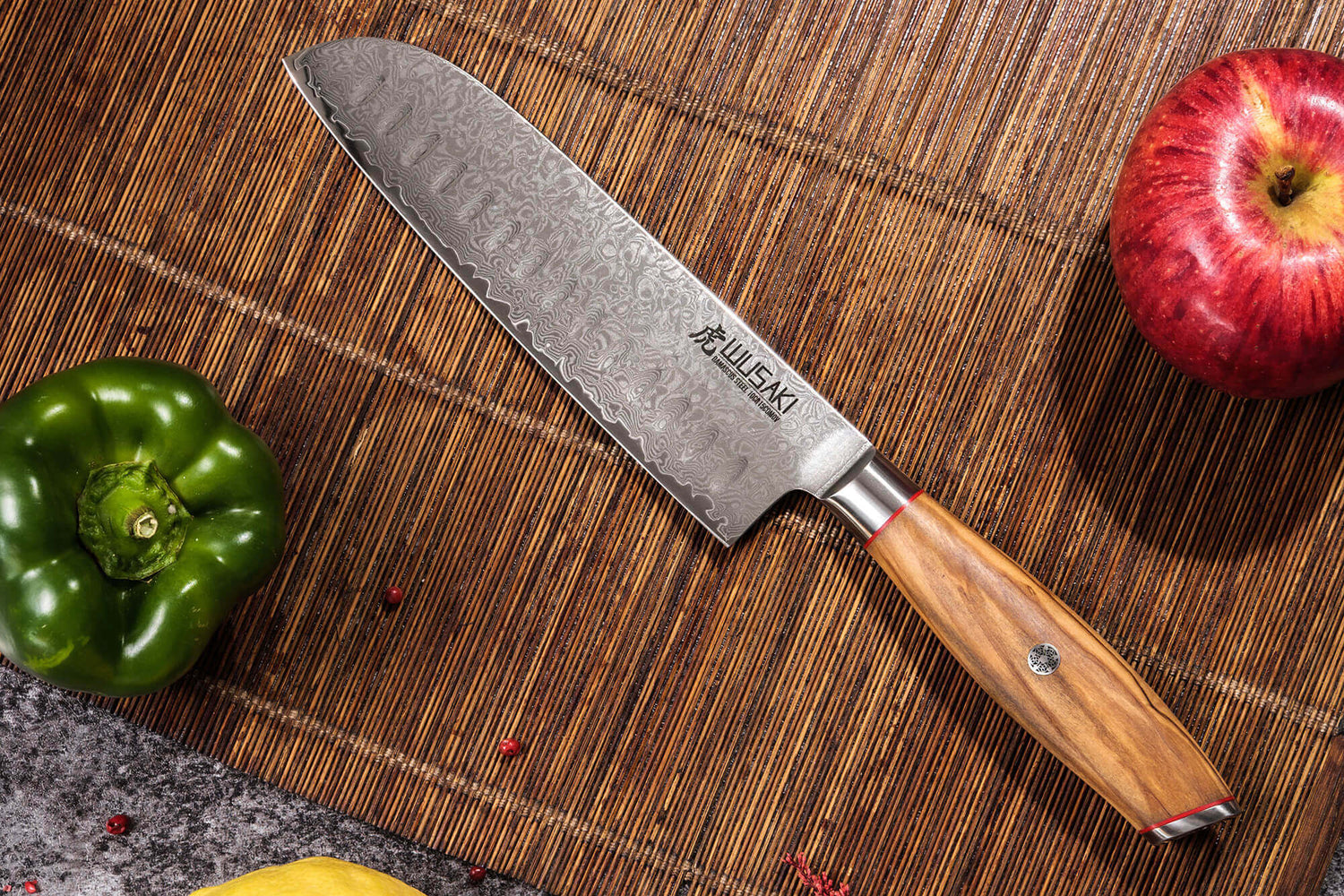 Couteau santoku 18cm Wusaki Fujiko 10CR damas