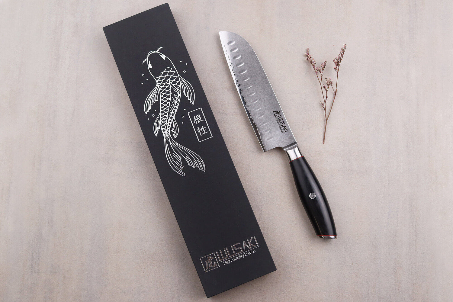 Couteau santoku 18cm Wusaki Fujiko Black 10CR