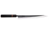 Couteau sujihiki 27cm japonais artisanal Yuzo Black SLD ébène et cognassier
