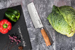 Couteau nakiri Wusaki Damas 10Cr 17cm manche en olivier