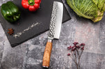Couteau nakiri Wusaki Damas 10Cr 17cm manche en olivier