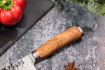 Couteau nakiri Wusaki Damas 10Cr 17cm manche en olivier