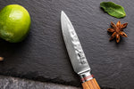 Coffret 3 couteaux Wusaki Damas 10Cr olivier Santoku + Universel + Office