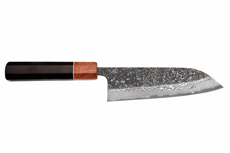 Couteau santoku 16,5cm japonais artisanal Masashi Yamamoto SLD Kuro damas