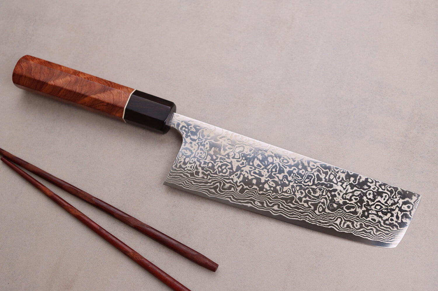 Couteau nakiri 16,5cm japonais artisanal Masashi Yamamoto SLD damas