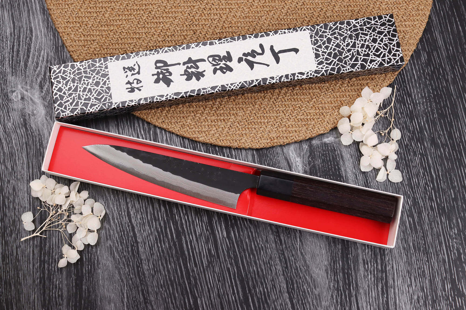 Couteau universel japonais artisanal Nao Yamamoto Damas AS brut de forge 13,5cm