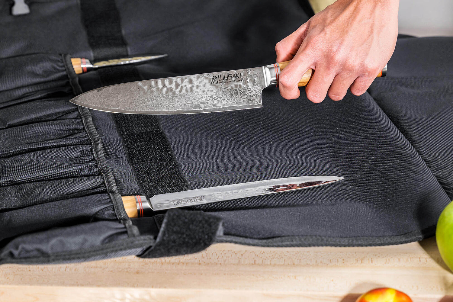 Mallette de 5 couteaux de cuisine Wusaki Damas 10Cr manches en olivier
