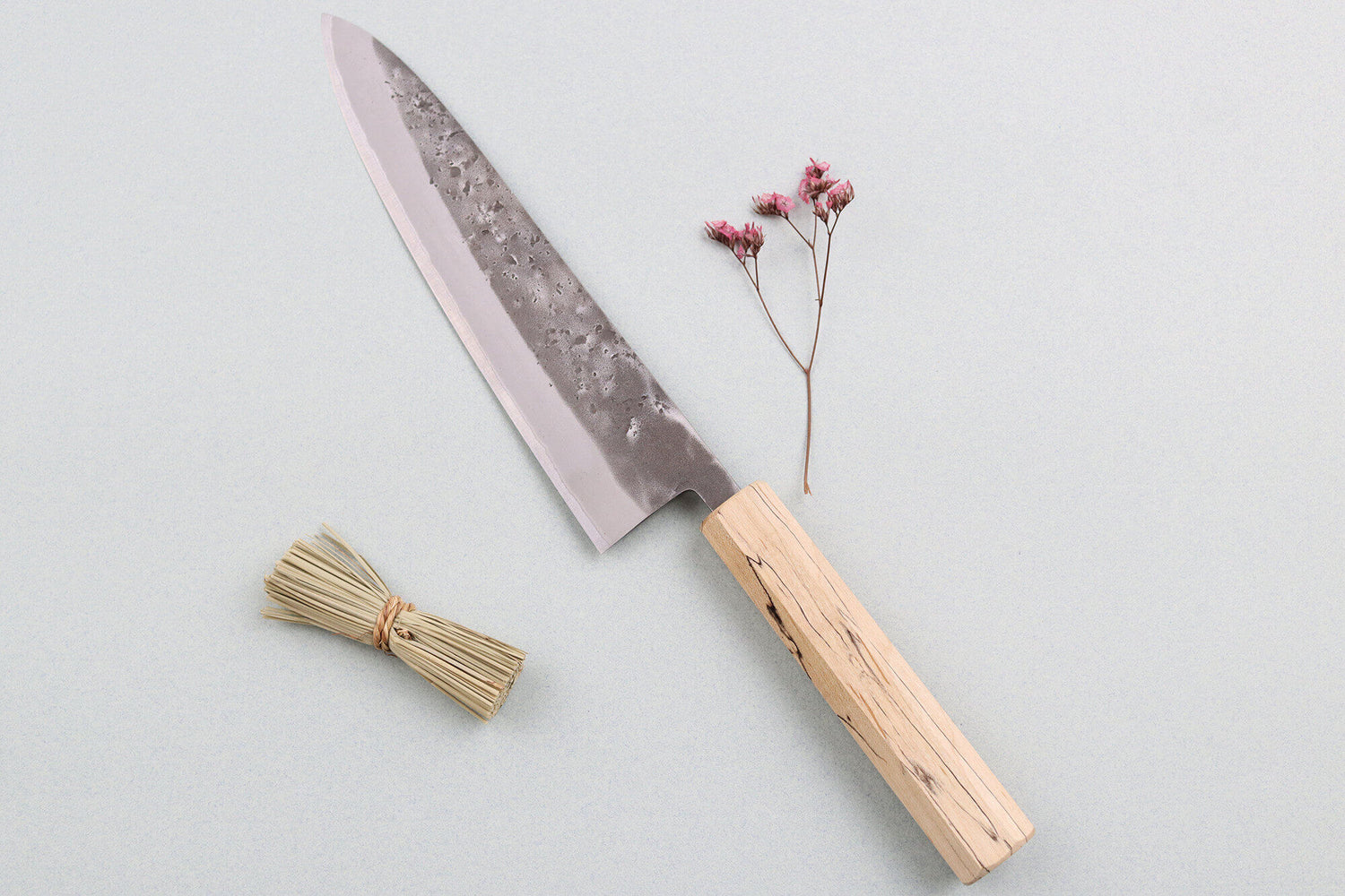 Couteau de chef japonais artisanal Wusaki Nakata Erable BS2 21cm manche érable