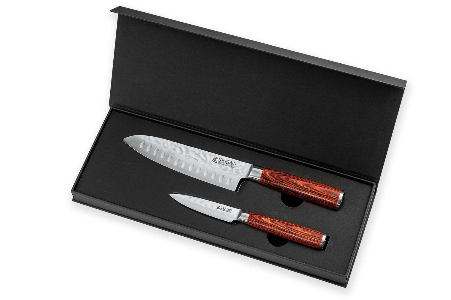 Coffret 2 couteaux Wusaki Pakka X50 pakkawood Santoku + Office