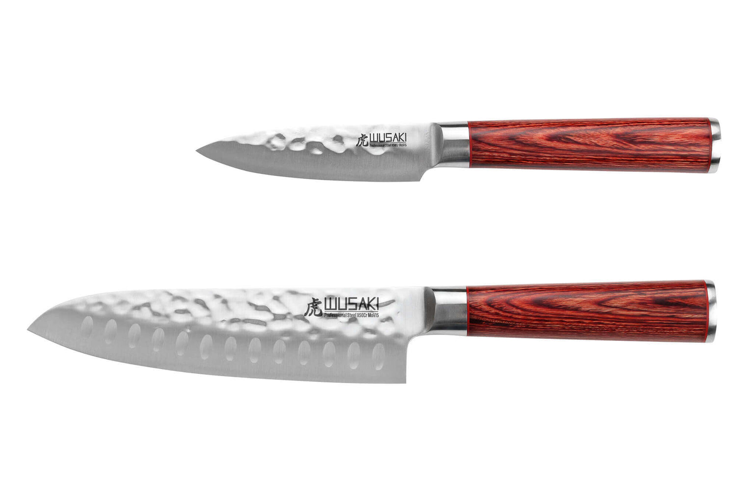 Coffret 2 couteaux Wusaki Pakka X50 pakkawood Santoku + Office