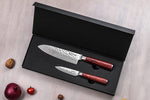 Coffret 2 couteaux Wusaki Pakka X50 pakkawood Santoku + Office