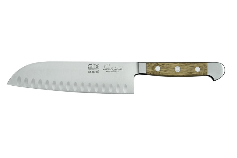 Couteau santoku alvéolé Güde Alpha Chêne 18cm en acier forgé