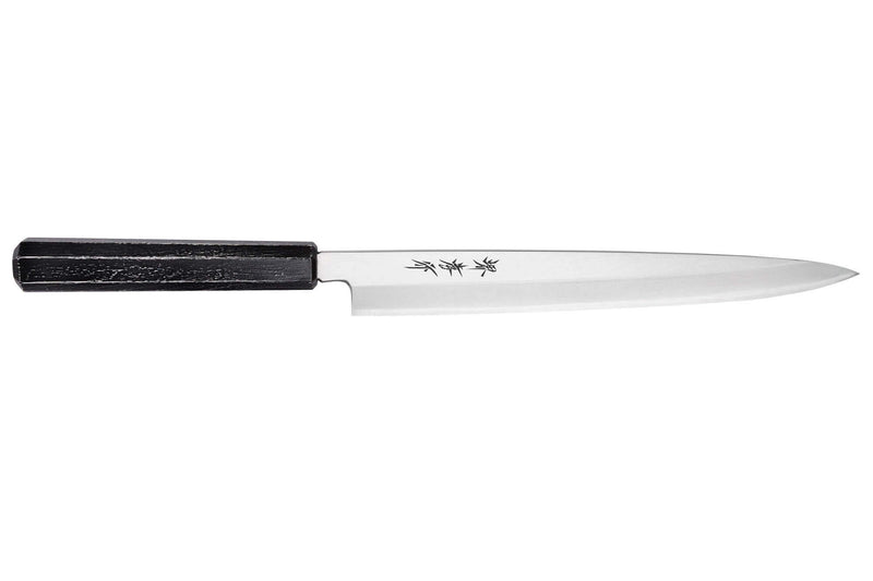 Couteau yanagiba japonais 24cm Sakai Takayuki Nanairo manche en résine ABS laquée