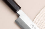 Couteau yanagiba japonais artisanal 24cm Sakai Takayuki Byakko manche en ébène + étui