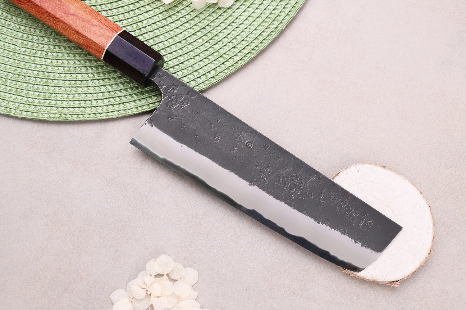 Couteau nakiri 16,5cm japonais artisanal Masashi Yamamoto BS1 Black Nashiji