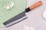 Couteau nakiri 16,5cm japonais artisanal Masashi Yamamoto BS1 Black Nashiji
