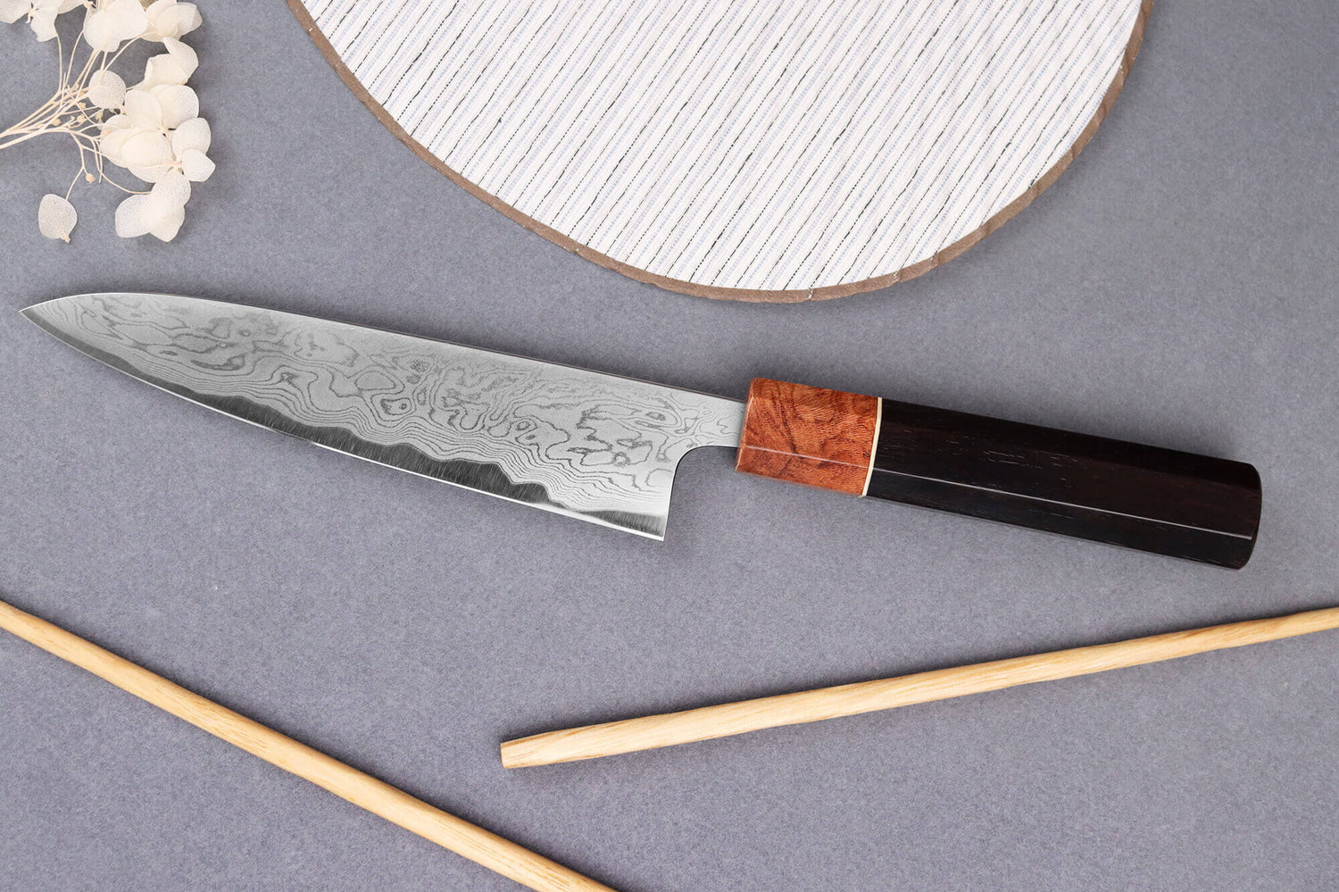 Couteau universel 15cm japonais artisanal Toshihiro Wakui Aogami 2 damas laminé