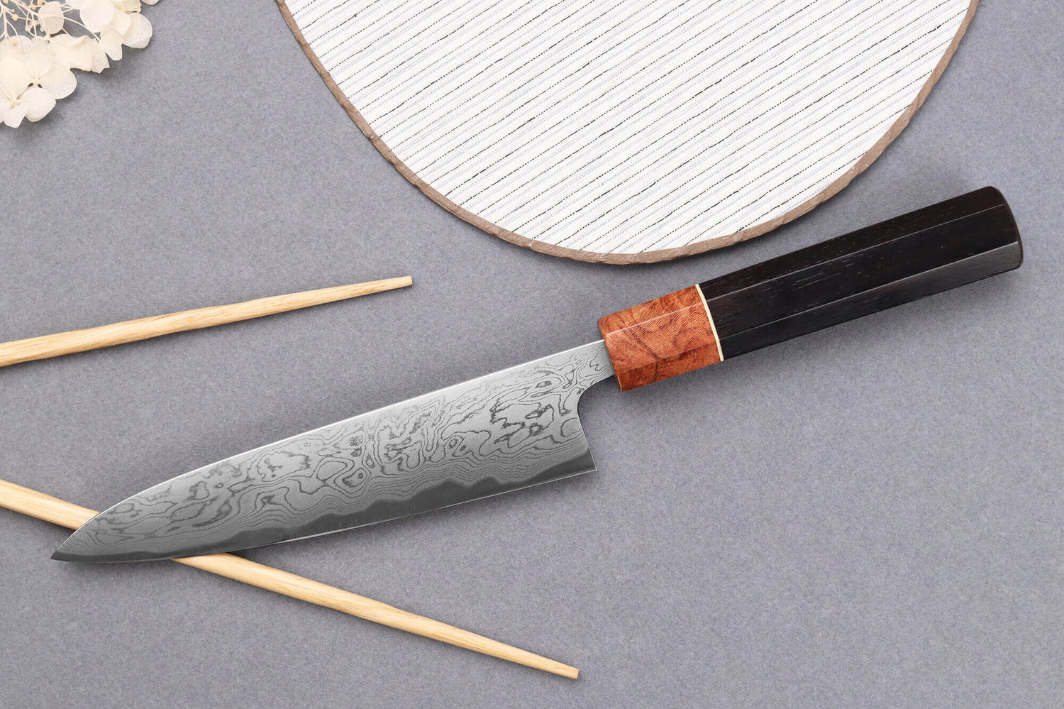 Couteau universel 15cm japonais artisanal Toshihiro Wakui Aogami 2 damas laminé