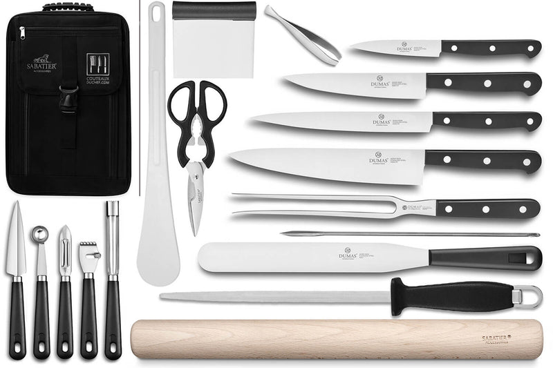 Sac spécial chef Sabatier 32 Dumas Cuisineco 4 couteaux + 14 ustensiles - Exclusivité