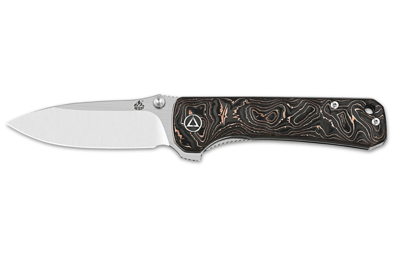 Couteau pliant QSP Hawk 131T manche en carbone incrusté de cuivre 10,5cm noir/bronze
