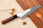 Couteau santoku 19,5cm japonais artisanal Sukenari SG2 damas