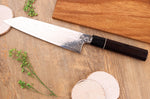 Couteau kiritsuke 21cm japonais artisanal Sukenari ZDP-189 damas manche en ébène