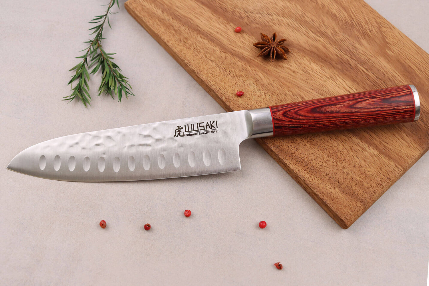 Mallette de 5 couteaux de cuisine Wusaki Pakka X50 manches pakkawood