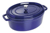 Cocotte Staub ovale en fonte émaillée bleu intense - 33cm