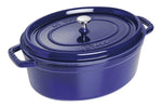 Cocotte Staub ovale en fonte émaillée bleu intense - 33cm