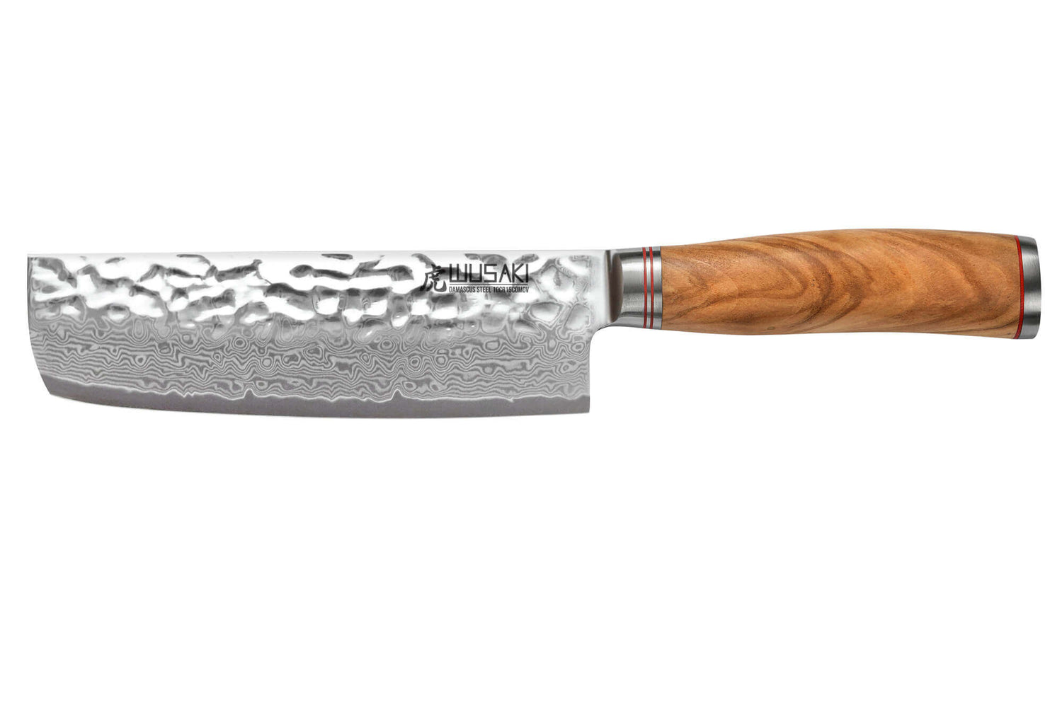 Couteau nakiri Wusaki Damas 10Cr 17cm manche en olivier