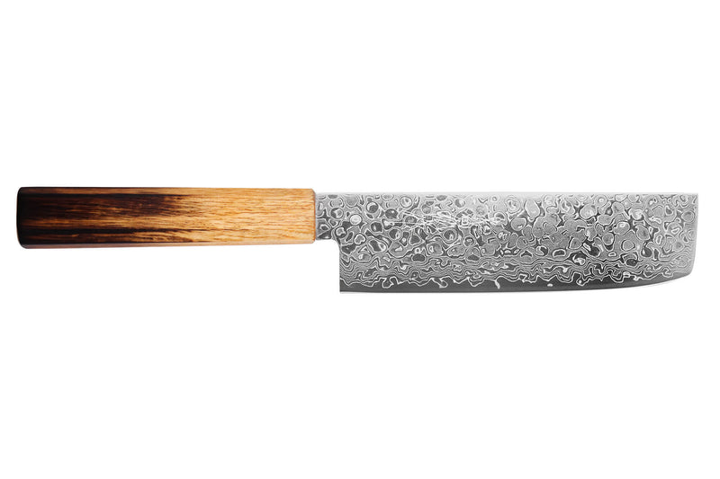 Couteau nakiri japonais artisanal Yoshihiro ZAD lame damassée 16cm