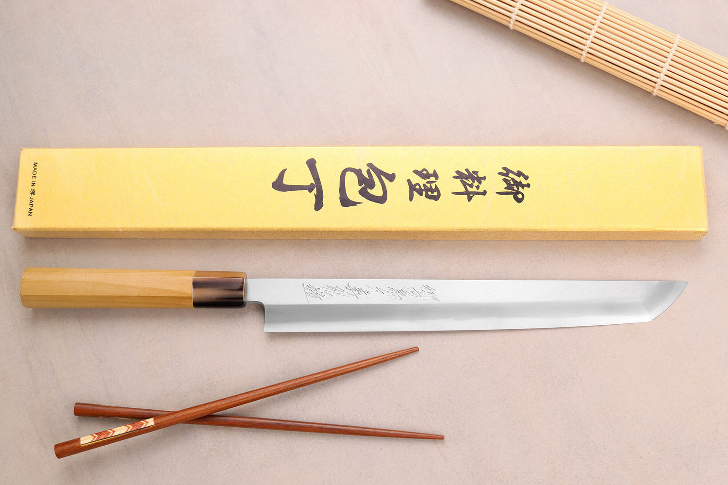 Couteau sakimaru takohiki 27cm japonais artisanal Yoshihiro Hongasumi White 2 steel