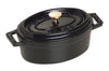 Mini cocotte Staub ovale en fonte émaillée noir mat 11cm