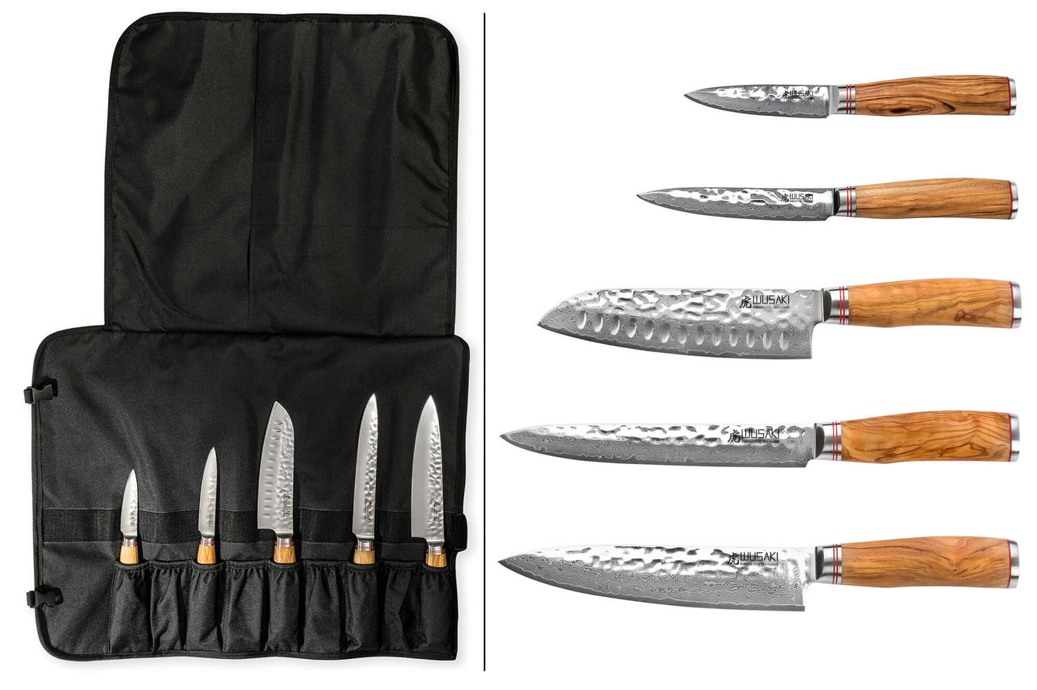Mallette de 5 couteaux de cuisine Wusaki Damas 10Cr manches en olivier